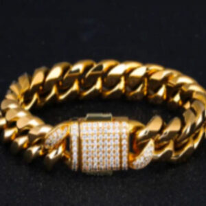 Brazalete cuban de 12 mm con cierre - Dorada