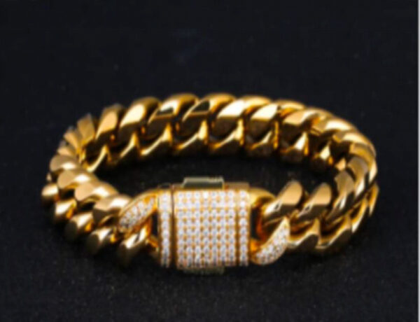 Brazalete cuban de 12 mm con cierre - Dorada