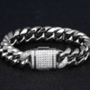Brazalete cuban de 12 mm con cierre - Plateada