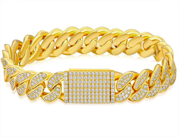 Brazalete cuban de 12 mm - Dorado
