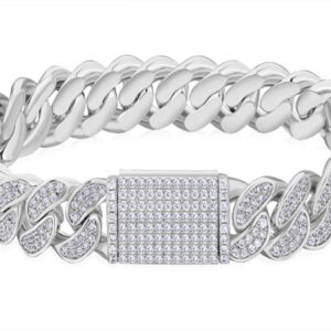 Brazalete cuban de 12 mm - Plateado