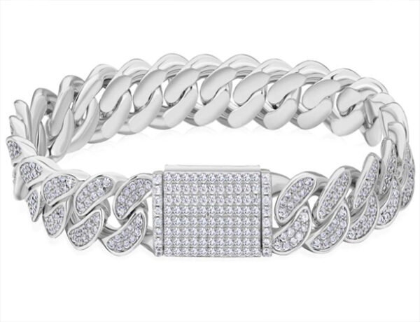 Brazalete cuban de 12 mm - Plateado