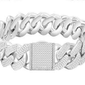 Brazalete cuban de 18 mm - Plateado