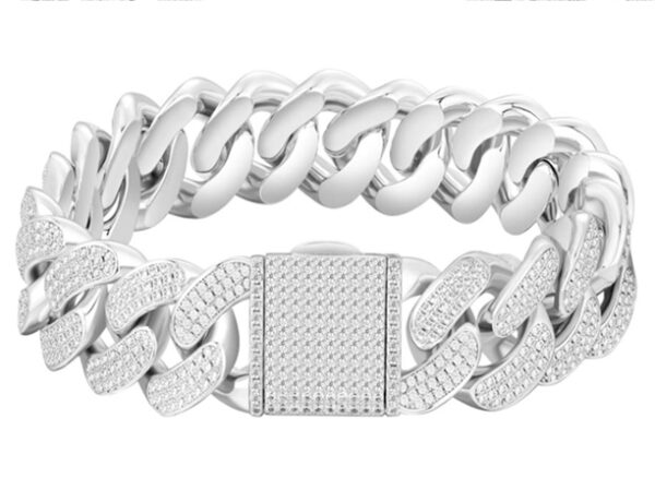 Brazalete cuban de 18 mm - Plateado