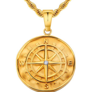 Colgante de brújula dorado + 2.5 cadena trenzada