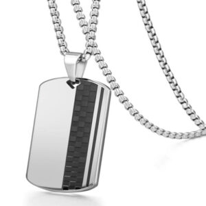 Colgante con placa de identificación + cadena de caja de 2,5"