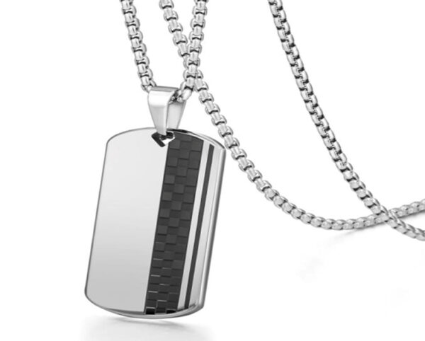 Colgante con placa de identificación + cadena de caja de 2,5"