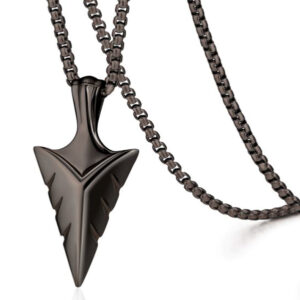 Colgante de flecha vikinga negro + cadena de caja de 2,5"