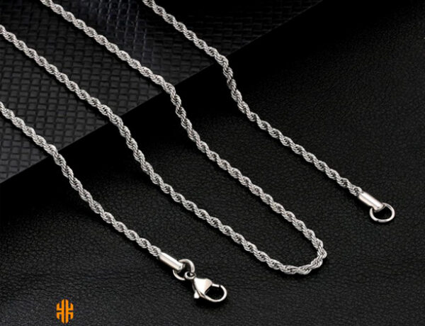 Cadena de cuerda trenzada de 3 mm - Plateada