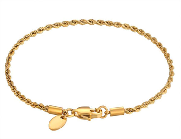 Brazalete de cuerda trenzada de 3 mm - Dorado