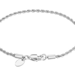 Brazalete de cuerda trenzada de 2,5 mm - Plateado
