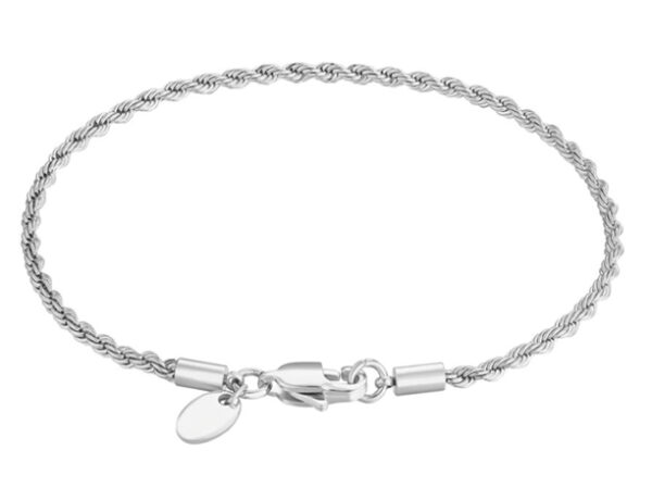 Brazalete de cuerda trenzada de 3 mm - Plateado