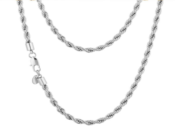 Cadena de cuerda trenzada de 5 mm - Plateada