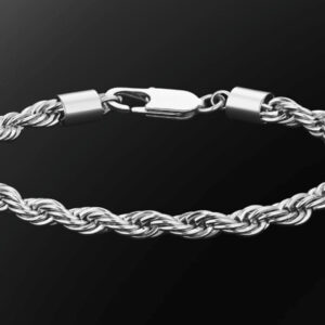 Brazalete de cuerda trenzada de 6 mm - Plateado